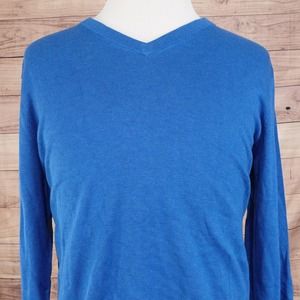 BROOKS BROTHERS SUPIMA COTTON V-NECK BLUE SWEATER MENS SIZE L LARGE